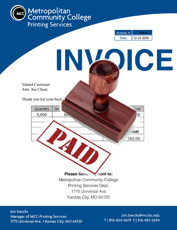 Pay Printing Invoice